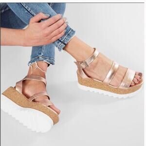 STEVE MADDEN Kirsten Rose Leather Platform Wedge Sandals Strappy Platform 10